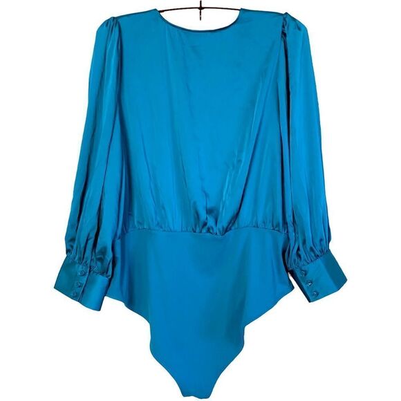Sergio Hudson x Target Teal Crossover Satin Bodysuit Sz 2X - Picture 6 of 16